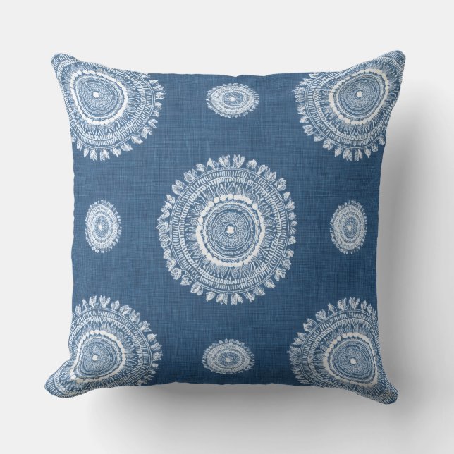 Oreiller jeté bleu boho (Recto)