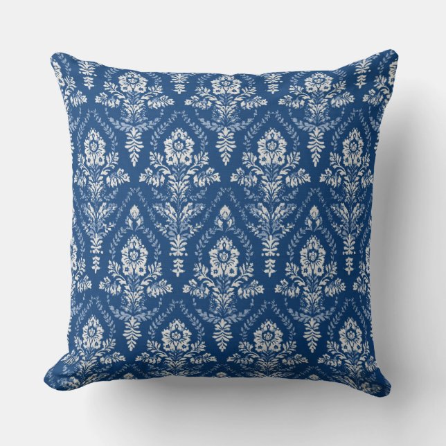 Oreiller jeté bleu floral Hamptons (Recto)