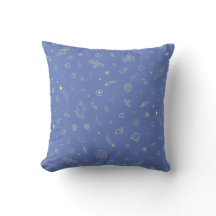 Oreiller jeté bleu lavande à motif Space Doodle
