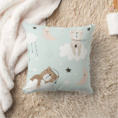 Oreiller jeté bleu Teddy mignon pour la nurserie (Couverture)