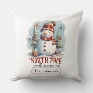 Oreiller jeté bonhomme de neige aquarelle