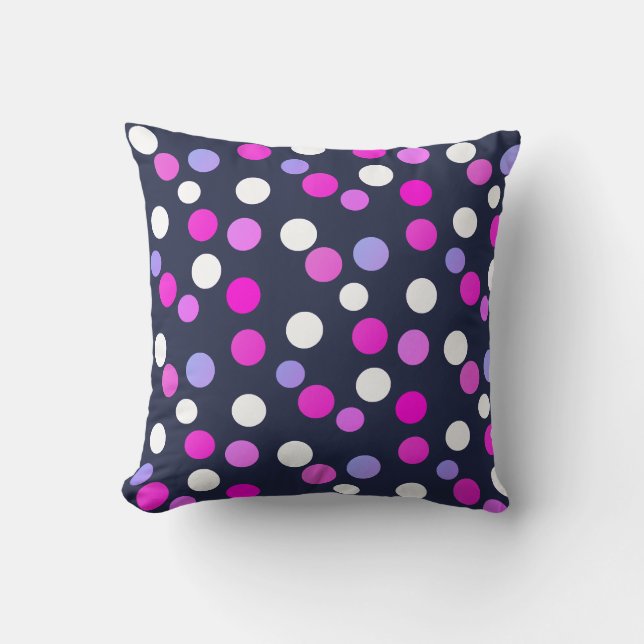 Oreiller jeté Boules Cercles Blanc Rose Violet Ble (Recto)