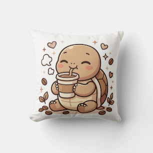 Oreiller jeté Café Tortue Mignonne