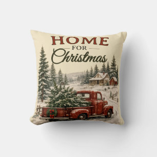 Oreiller jeté camion rouge pour Noël à la maison
