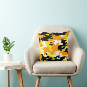 Oreiller jeté camouflage orange