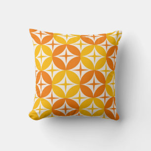 Oreiller jeté Cercles Rétro Orange Et Jaune