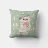 Oreiller jeté chat de Noël double face (Recto)