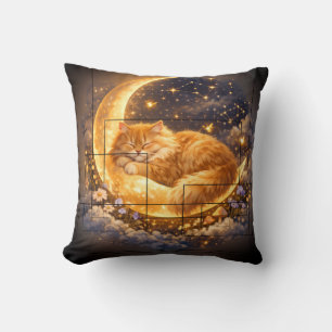 Oreiller jeté Chat Lune Rêveuse