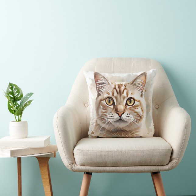 Oreiller jeté chat mignon Coussin pour décoration  (Chaise)