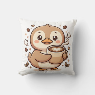 Oreiller jeté Cœur de Latte de Canard Kawaii