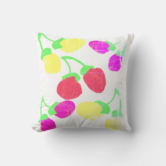 Oreiller Jeté Coussin de Berries Rose Jaune Mignon (Recto)