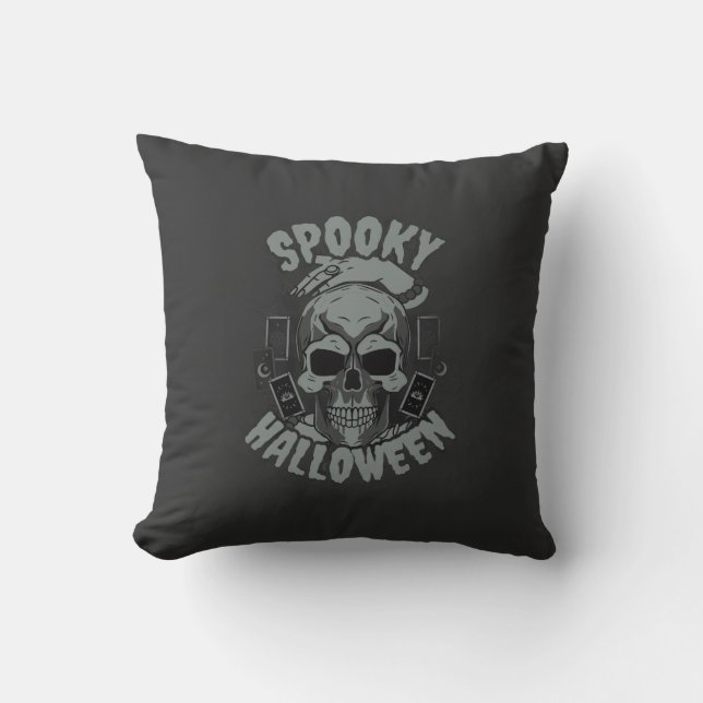 Oreiller jeté Crâne Halloween Effrayant (Recto)