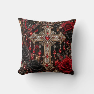 Oreiller jeté Croix Couronne Cramoisie
