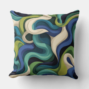 Oreiller jeté d'art moderne avec vagues fluides ab