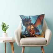 Oreiller jeté d'aventure de garçon et de dragon pe (Chaise)