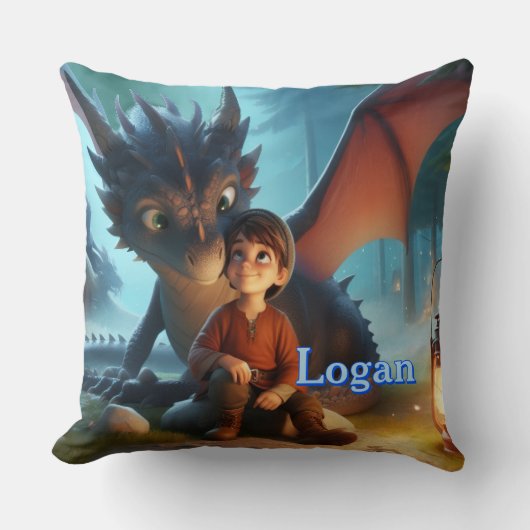 Oreiller jeté d'aventure de garçon et de dragon pe (Recto)