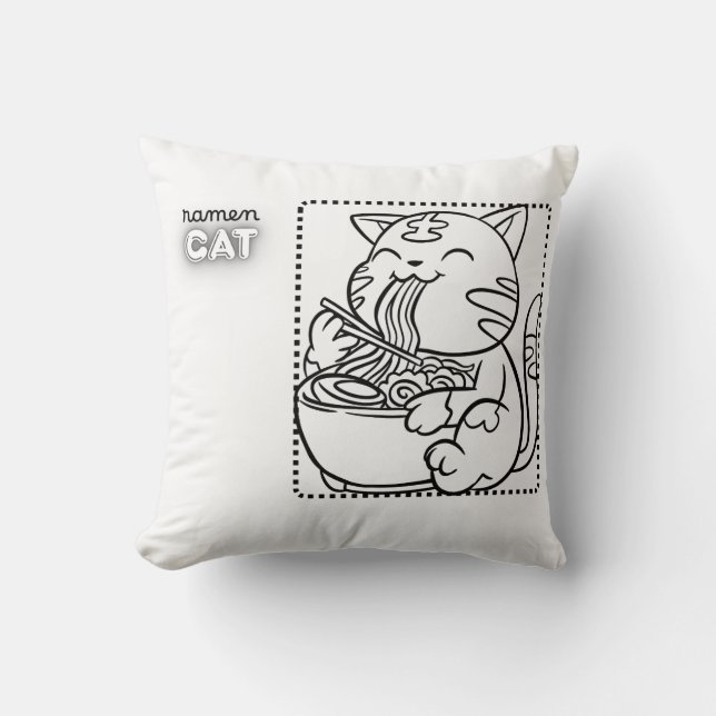 Oreiller jeté de chat Ramen (Recto)
