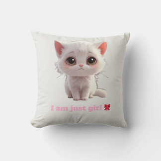 Oreiller jeté de chaton blanc mignon - Je suis jus