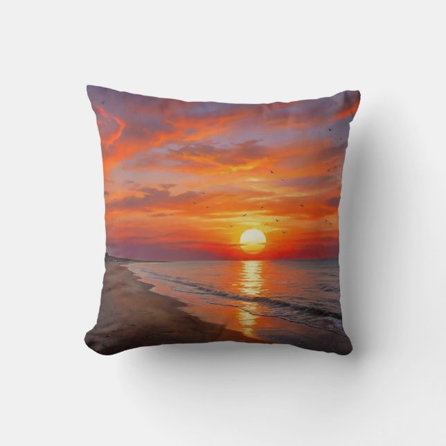 Oreiller jeté de coucher de soleil orange violet s (Recto)