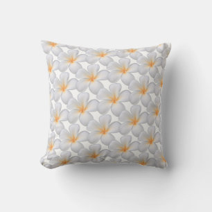 Oreiller jeté de fleurs de frangipanier blanc plum