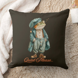 Oreiller jeté de grenouille vintage endormie