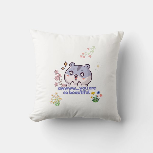 Oreiller jeté de hamster esthétique mignon (Recto)