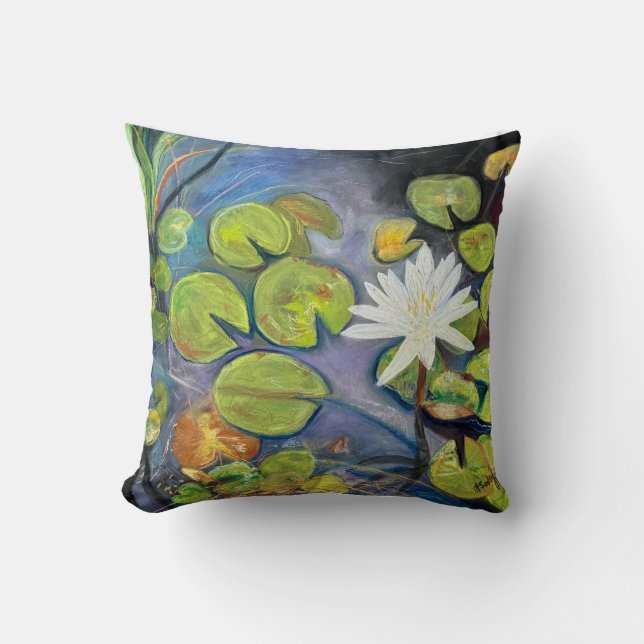 Oreiller jeté de nénuphar en fleurs (Recto)