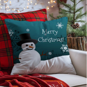 Oreiller jeté de Noël Scène hivernale Bonhomme de