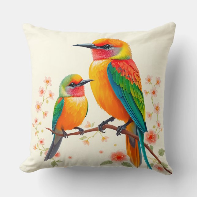 Oreiller jeté de oiseaux de dessin animé Décoratio (Recto)
