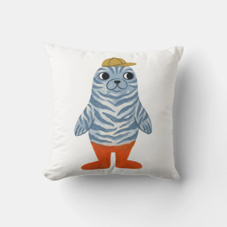 Oreiller jeté de phoque mignon rayure zèbre Art fo