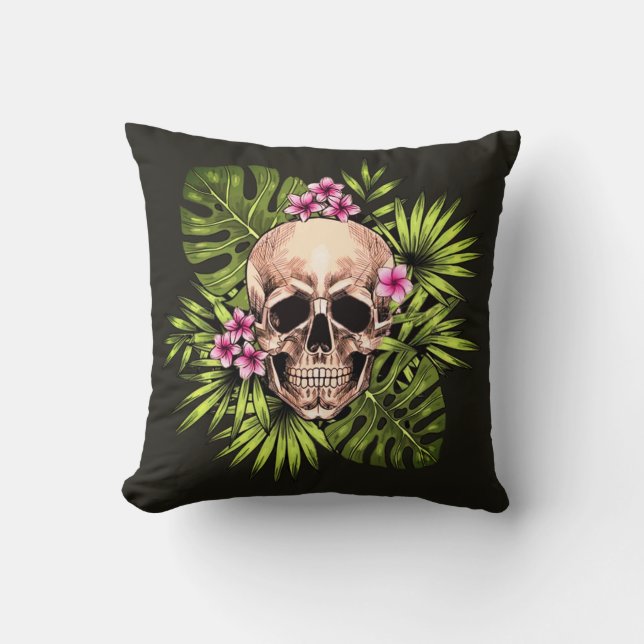 Oreiller jeté de squelette tropical (Recto)