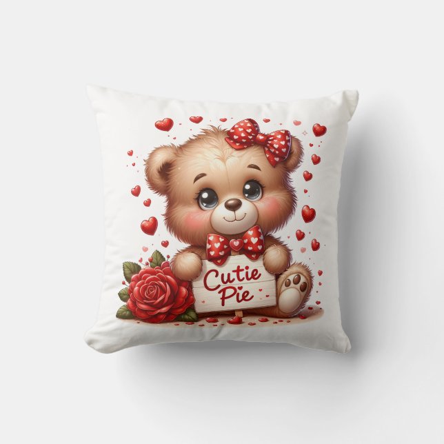 Oreiller jeté de Teddy pour la Saint-Valentin (Recto)