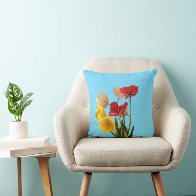 Oreiller jeté de tulipes coupées multicolores (Chaise)