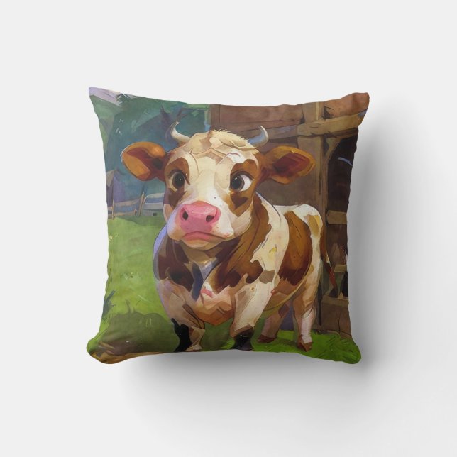 Oreiller jeté de vache de grange mignonne (Recto)