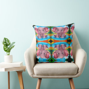 Oreiller jeté design éléphant mignon