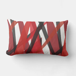 Oreiller jeté DESIGN LIGNES ROUGE NOIR Rétro
