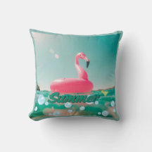 Oreiller jeté d'esthétique d'été Flamant Rose