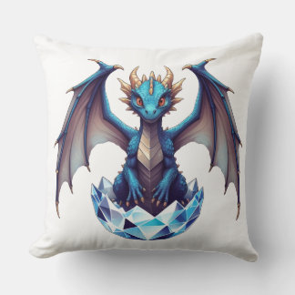 Oreiller jeté Dragon nouveau-né émergeant du crist