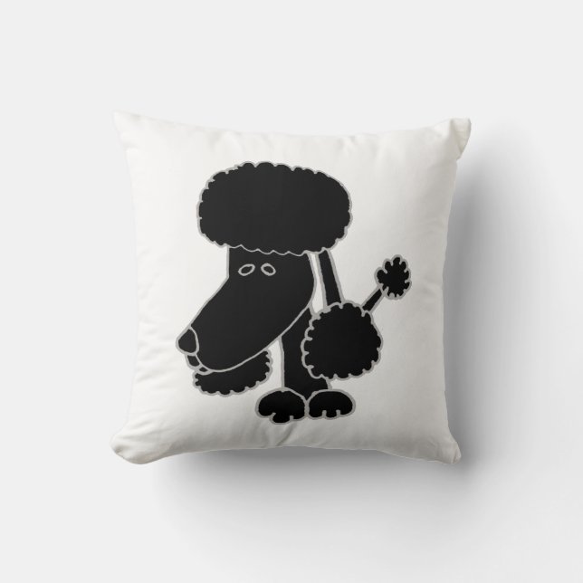 Oreiller jeté drôle de chiot caniche noir (Recto)