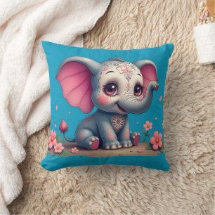 Oreiller jeté éléphant bleu