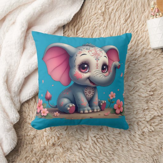 Oreiller jeté éléphant bleu (Couverture)