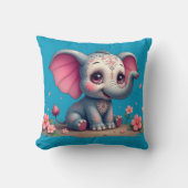 Oreiller jeté éléphant bleu (Recto)