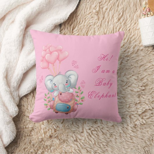 Oreiller jeté éléphant rose mignon (Couverture)