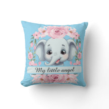 Oreiller jeté éléphant rose personnalisé