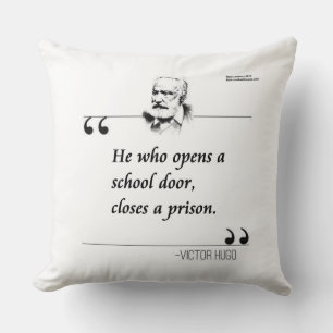 Oreiller jeté en coton avec citation de Victor Hug