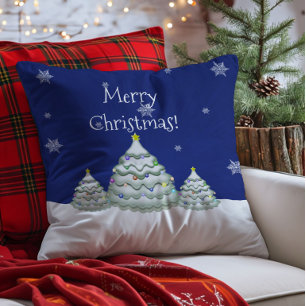 Oreiller jeté en forme de sapin de Noël bleu