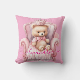 Oreiller jeté en forme d'ours en peluche rose pers