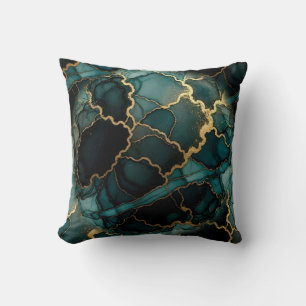 Oreiller jeté en marbre à encre alcoolique Turquoi