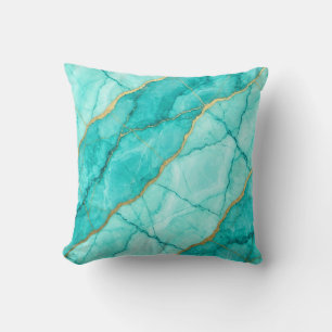 Oreiller jeté en marbre de luxe moderne Turquoise 