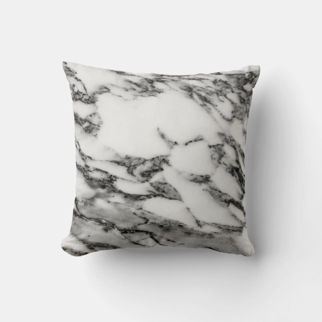Oreiller jeté en marbre noir et blanc (Recto)